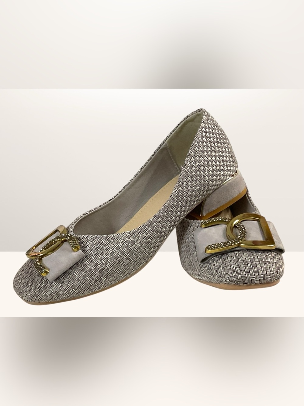 ZHILIUNIAN Woven Light Gray Women's Slip-On Ballet Flats EU42/US 10.5-11